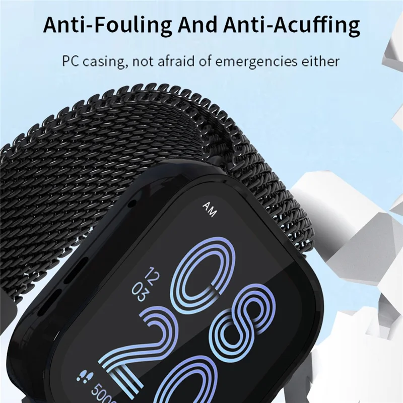 For Huawei Watch Fit 5 Watch PC Case with Tempered Glass Screen Protector 2 in 1 Full Coverage Cover - Black (Rubberized Finish)