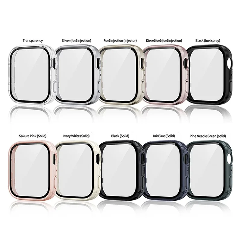 For Huawei Watch Fit 5 Watch PC Case with Tempered Glass Screen Protector 2 in 1 Full Coverage Cover - Black (Rubberized Finish)