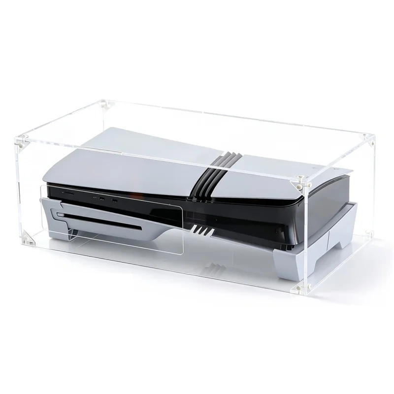 13020032 For PS5 Pro  /  PS5 Slim Acrylic Dust Cover Transparent Horizontal Stand Protective Case with Ventilation Ports