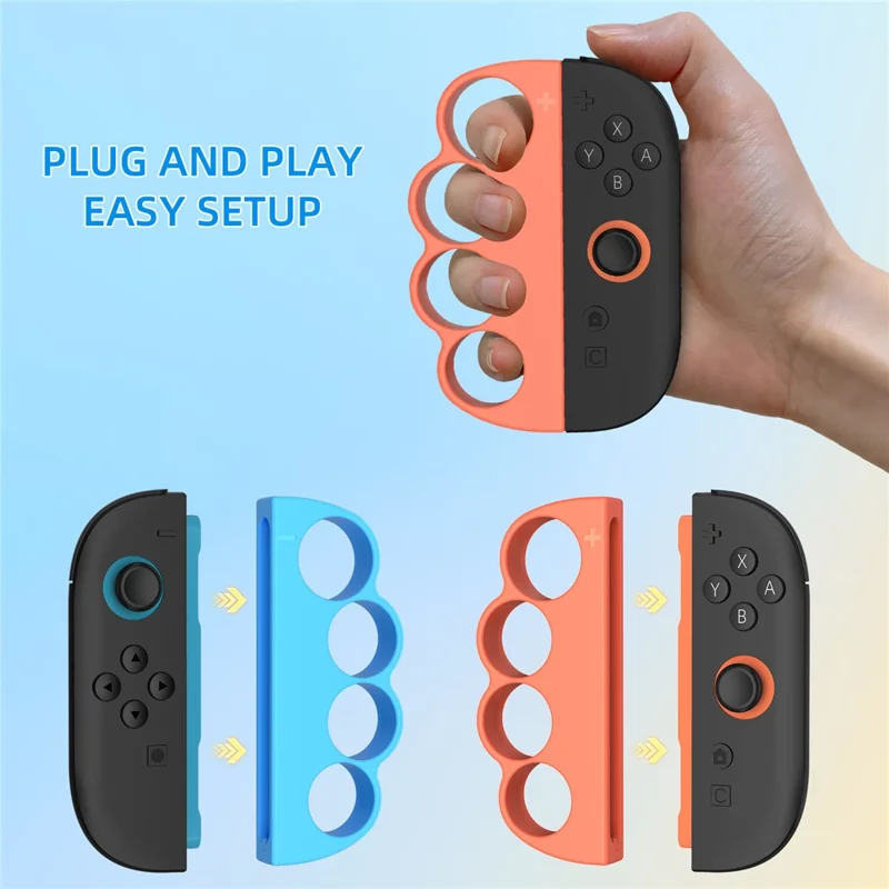 2Pcs for Nintendo Switch 2 Joy-Con Boxing Finger Clasp Left  /  Right Punch Grips ABS Knuckle Grips - Orange Blue