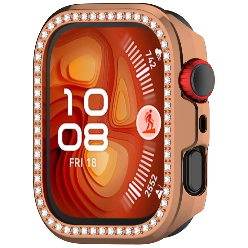 Til Huawei Watch Fit 5 Pro Case med strassdekoration, gennemsigtig PC-urramme, halvdæksel – elektropladeret rosegyldet