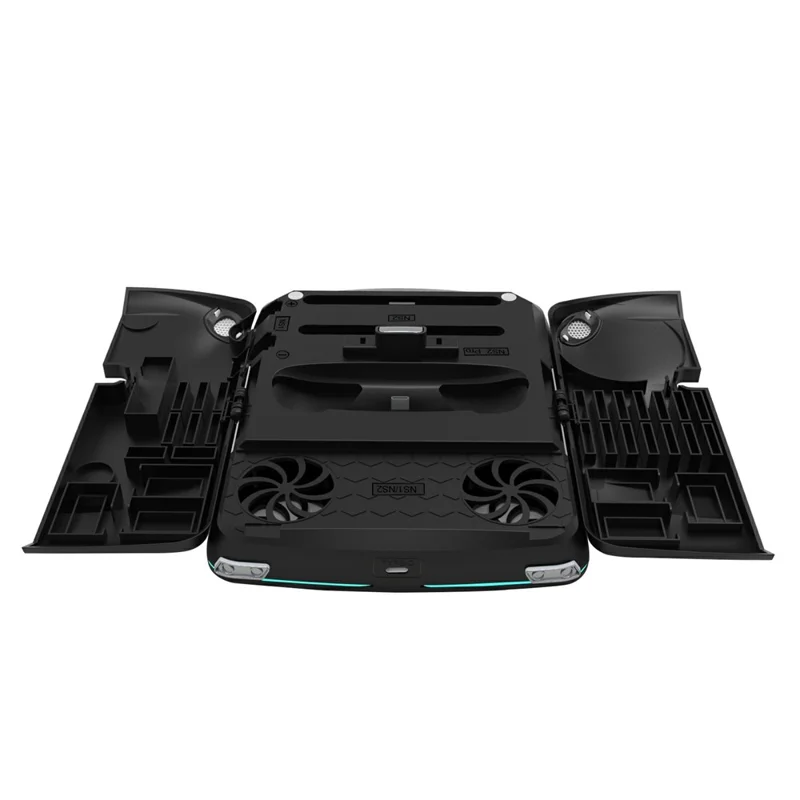 KJH-NS2-569 Wielofunkcyjna Stacja Ładowania z Chłodzeniem dla Konsoli Nintendo Switch 1 / OLED / 2, Stojak z Ładowarką, RGB, Przechowywaniem Kart Gr, Czarny
