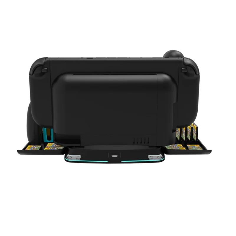 KJH-NS2-569 Wielofunkcyjna Stacja Ładowania z Chłodzeniem dla Konsoli Nintendo Switch 1 / OLED / 2, Stojak z Ładowarką, RGB, Przechowywaniem Kart Gr, Czarny