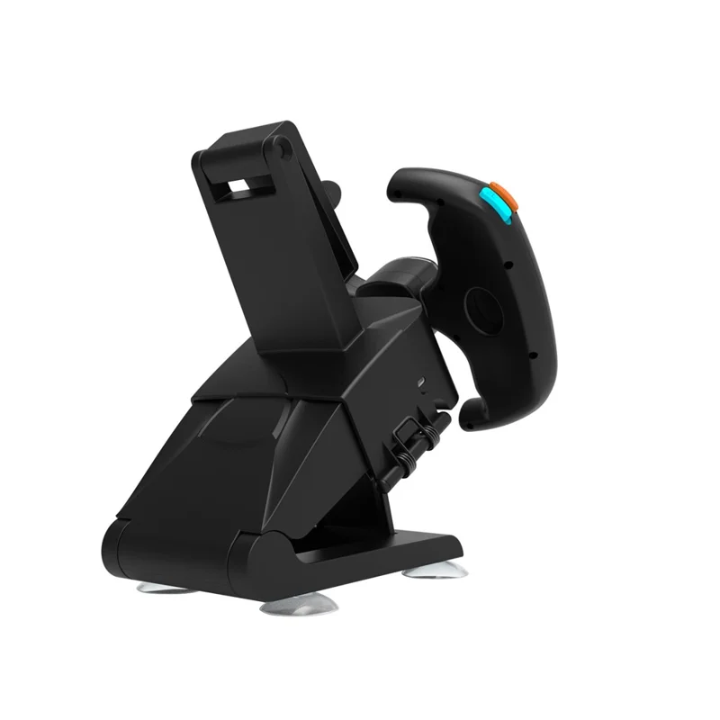 KJH-NS2-035-2 Soporte de Carga con Diseño de Volante de Carreras para Nintendo Switch 2, Soporte para Doble Control Joy-Con con Pantalla LED de Juego - Negro