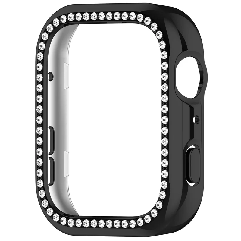 For Huawei Watch Fit 5 Protective Case Hollow Design Rhinestone Decor PC Watch Cover - Electroplated Black