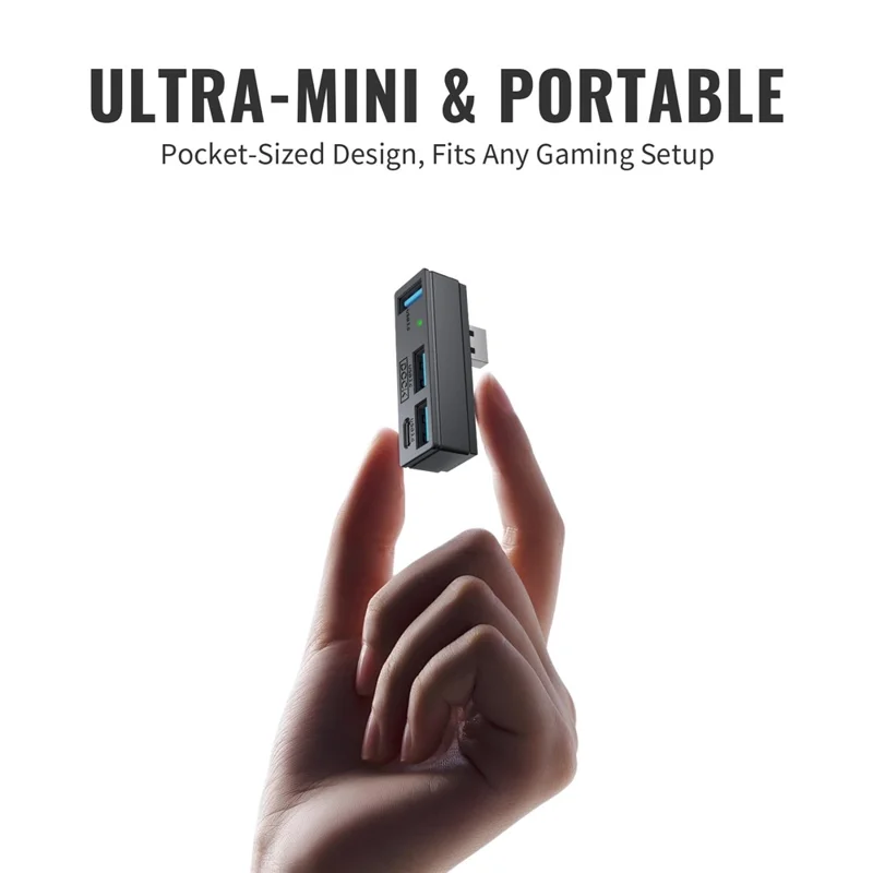 JYS SDM007 Hub USB 4-em-1 com 3x USB-A 3.0 + 1x USB-C 5 Gbps Mini Dock para Steam Machine / PS5 / PC - Preto
