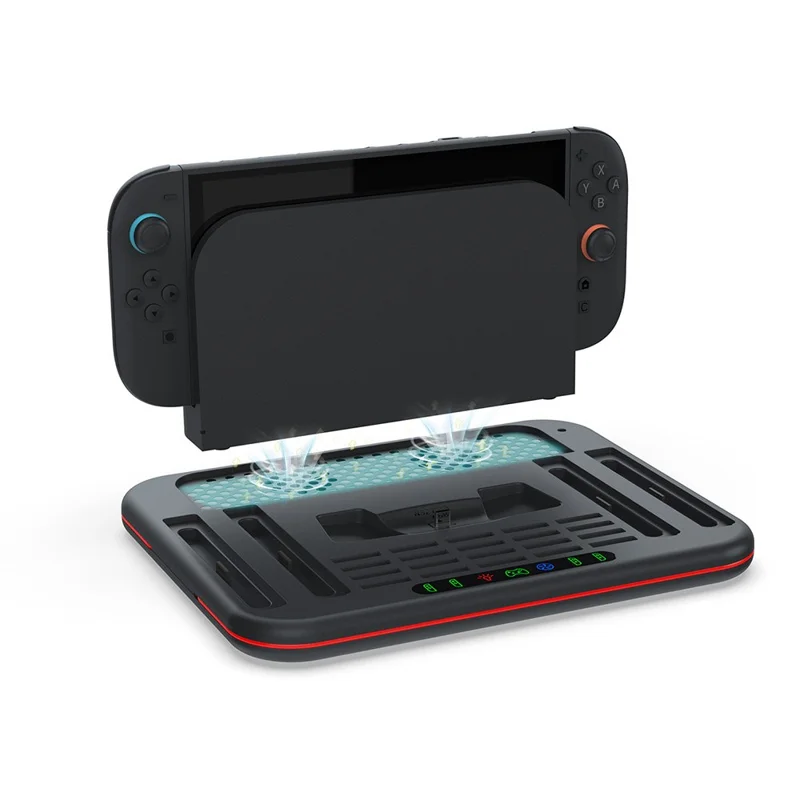 DOBE FOMIS ELECTRONICS TNS-51126 Gaming Charging Station for Nintendo Switch Pro  /  Switch 1  /  Switch 2  /  Switch OLED  /  Cooling Fan Charging Dock RGB LED Joy-Con Stand Game Card Storage Stand