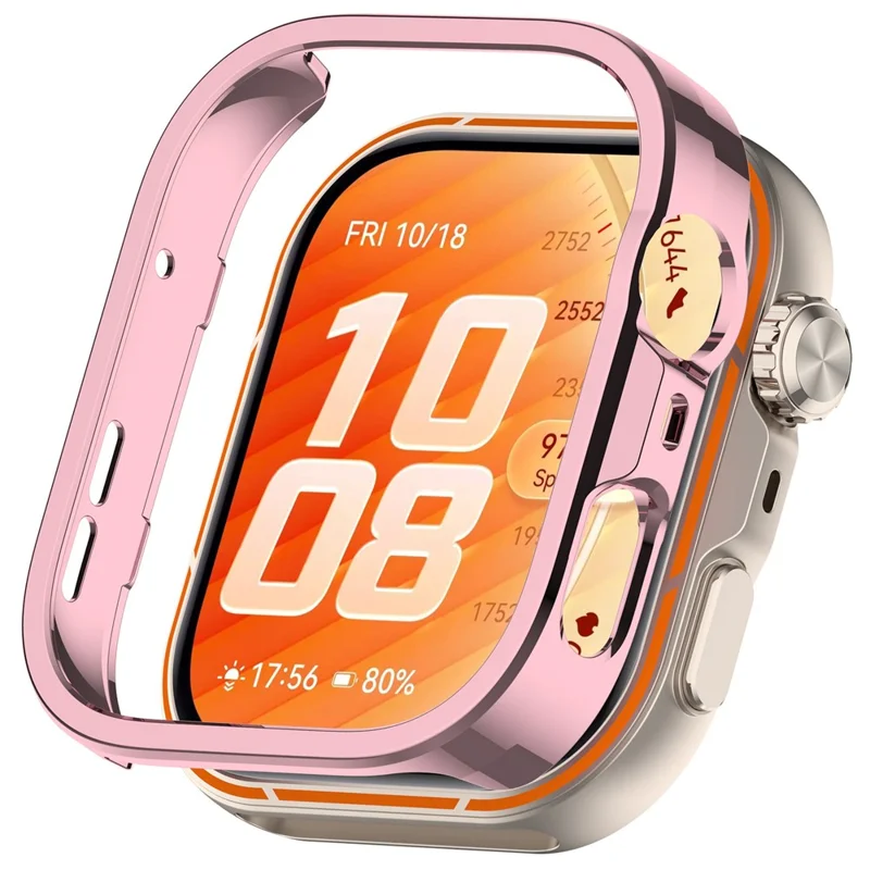Für Huawei Watch Fit 5 Pro Hülle mit Hohldesign, halbe Abdeckung, PC-Schutzgehäuse – Elektroplattierungsrosa