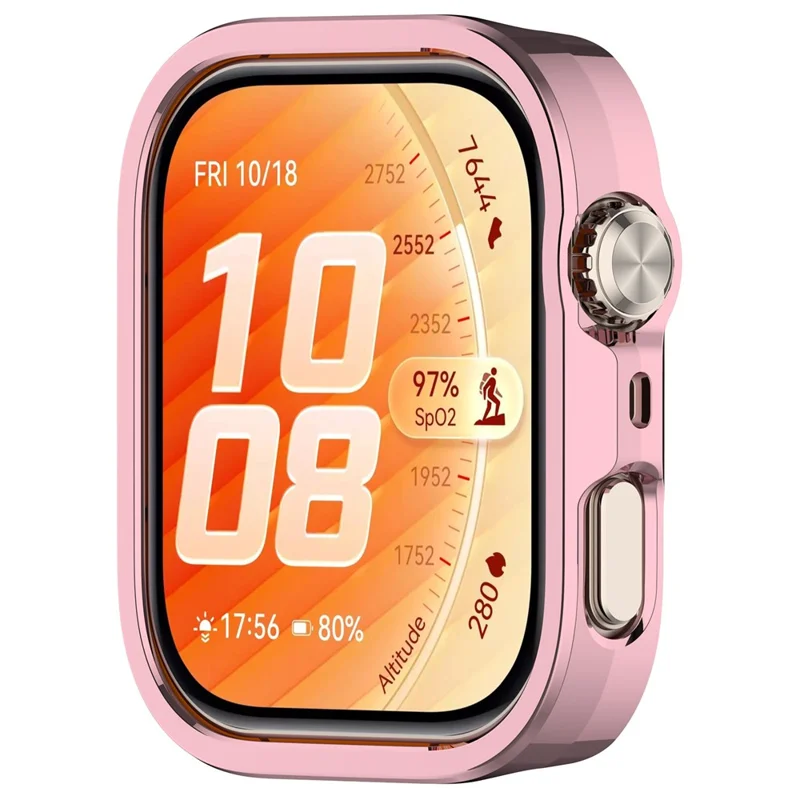 Für Huawei Watch Fit 5 Pro Hülle mit Hohldesign, halbe Abdeckung, PC-Schutzgehäuse – Elektroplattierungsrosa