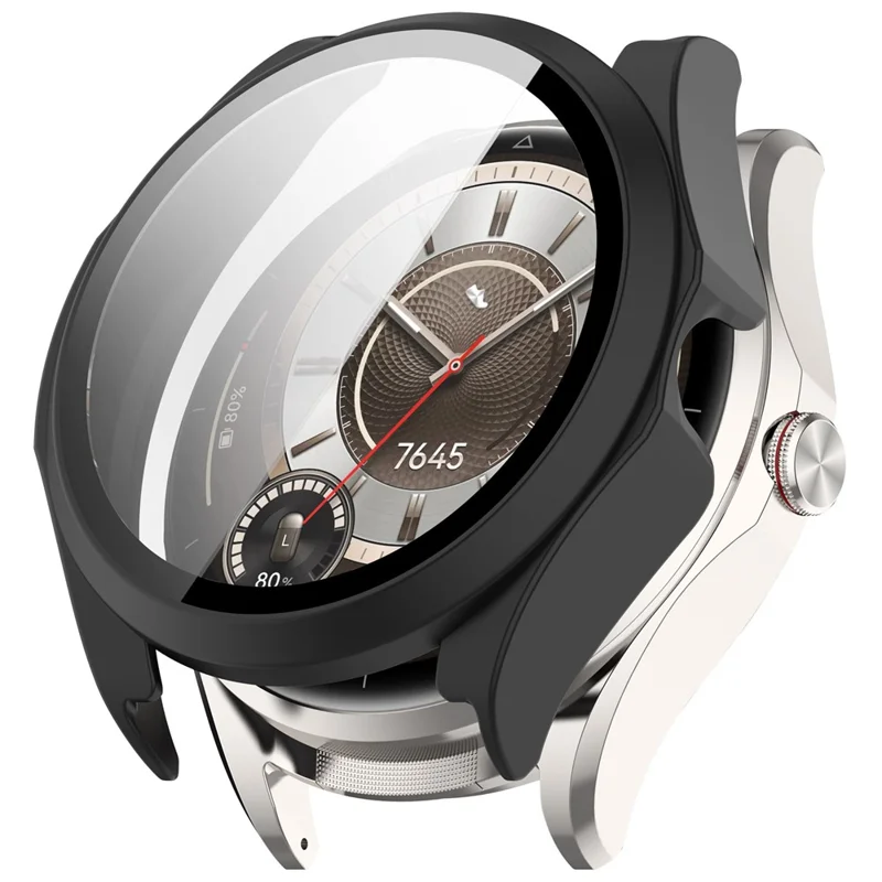 Für Huawei Watch Buds 2 Uhrenhülle aus Hart-PC mit gehärtetem Glas Displayschutz – Mattschwarz