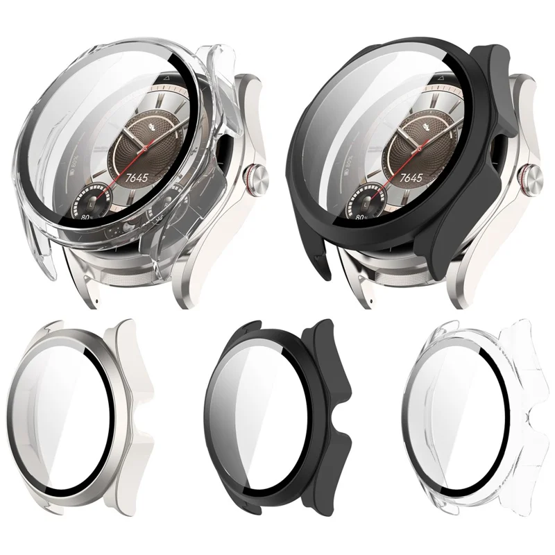 Für Huawei Watch Buds 2 Uhrenhülle aus Hart-PC mit gehärtetem Glas Displayschutz – Mattschwarz