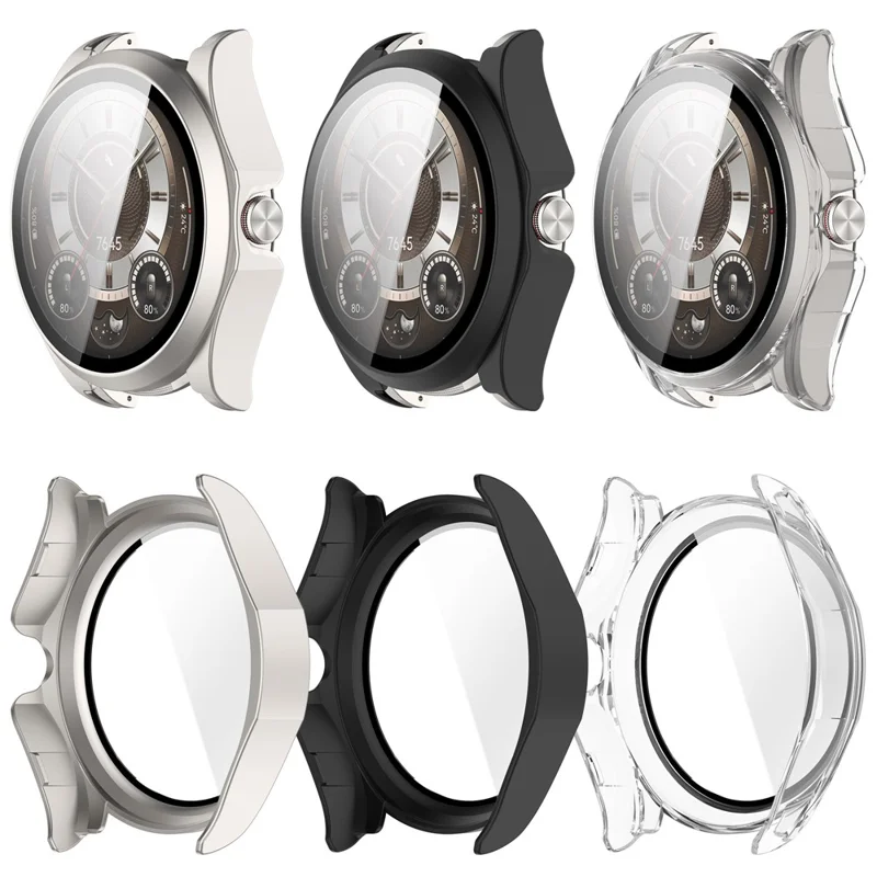 Für Huawei Watch Buds 2 Uhrenhülle aus Hart-PC mit gehärtetem Glas Displayschutz – Mattschwarz