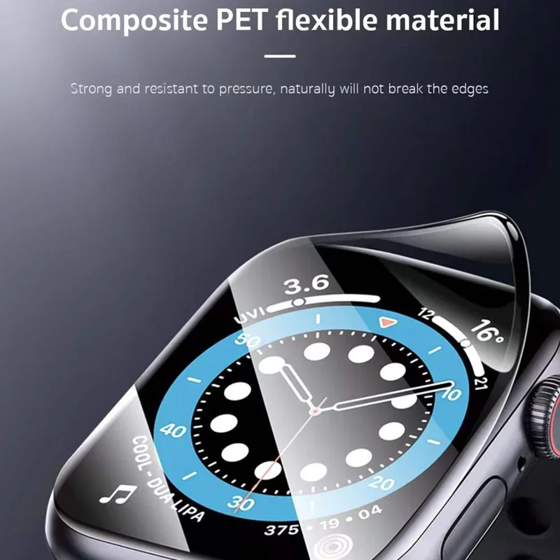COTECI 24001 PET Screen Protector for Apple Watch Series 9 / 8 / 7 41mm Soft Edge Full Coverage Film - Black