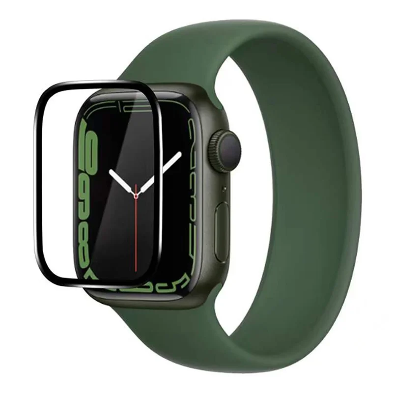 COTECI 24001 PET Screen Protector for Apple Watch Series 9 / 8 / 7 45mm Soft Edge Full Coverage Film - Black