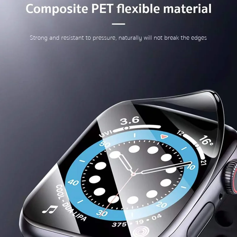 COTECI 24001 PET Screen Protector for Apple Watch Series 9 / 8 / 7 45mm Soft Edge Full Coverage Film - Black