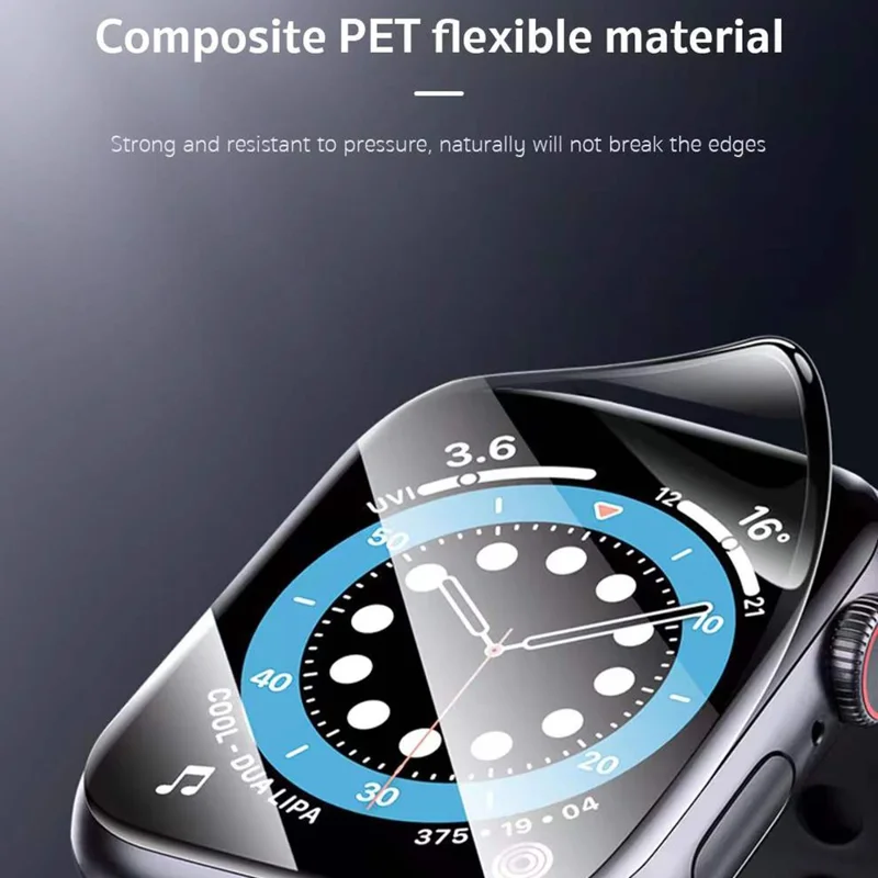 COTECI 24001 PET Screen Protector for Apple Watch SE (2025) / SE (2022) / SE (2020) / SE / Series 6 / 5 / 4 44mm Soft Edge Full Coverage Film - Black