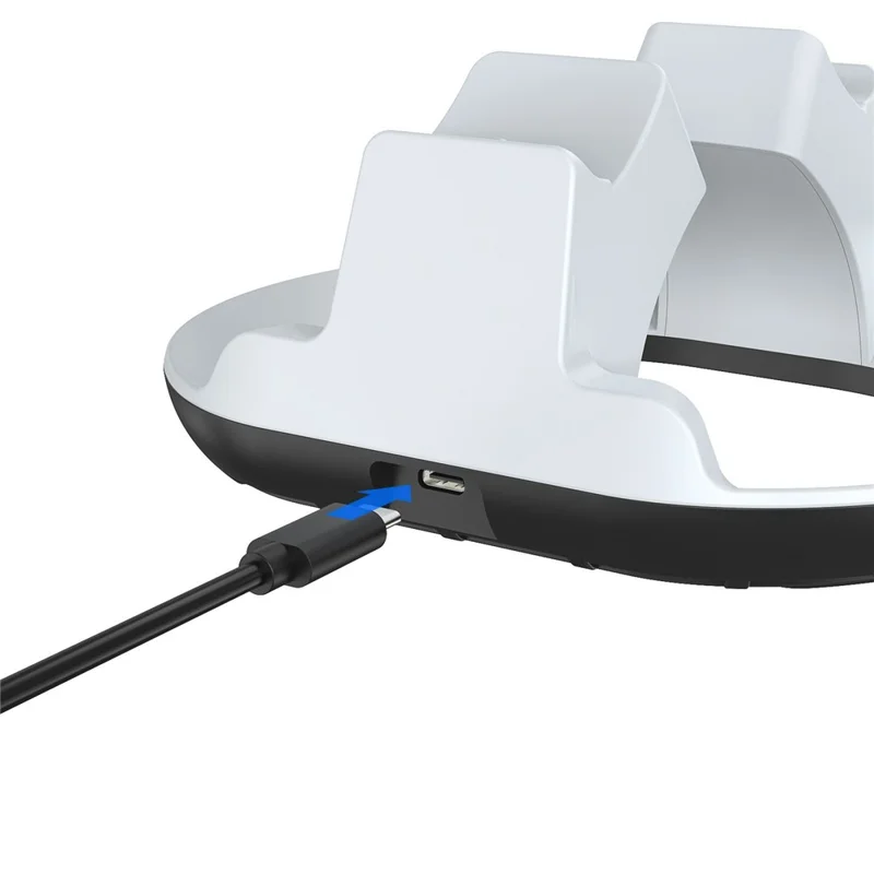 YZC-523 Doppel-Ladestation für PS5 / PS5 Edge Controller RGB-Beleuchtung LED-Anzeige Schnellladestation - Weiß