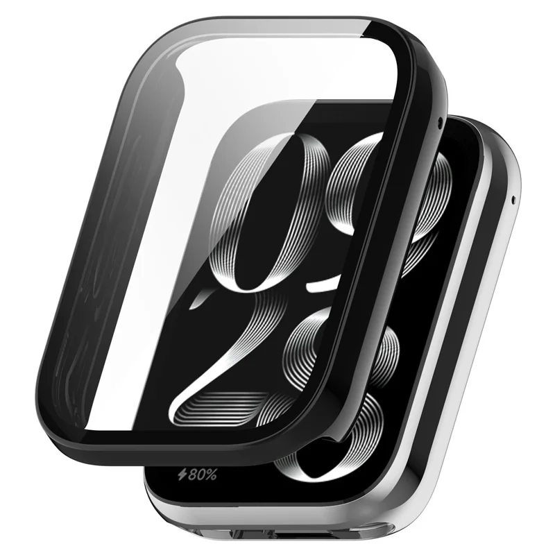 Capa de Proteção para Xiaomi Smart Band 10 Pro (Edição Cerâmica) com Protetor de Ecrã de Vidro Temperado, Capa para Relógio em PC - Preto