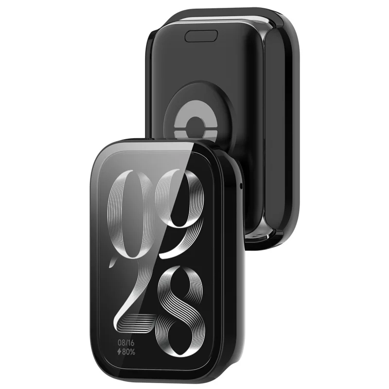 Capa de Proteção para Xiaomi Smart Band 10 Pro (Edição Cerâmica) com Protetor de Ecrã de Vidro Temperado, Capa para Relógio em PC - Preto