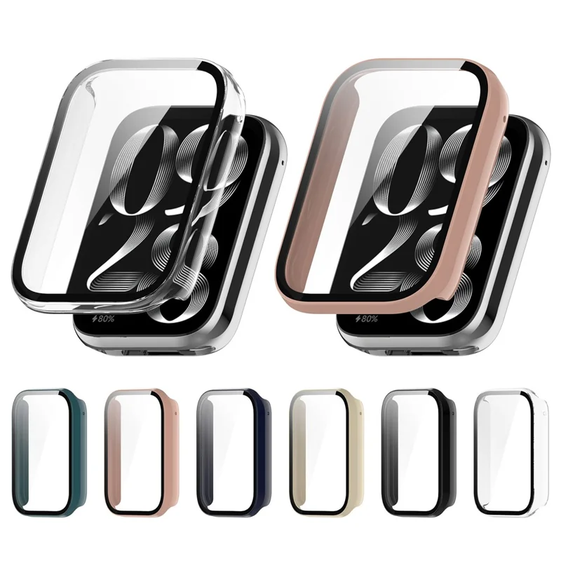 Capa de Proteção para Xiaomi Smart Band 10 Pro (Edição Cerâmica) com Protetor de Ecrã de Vidro Temperado, Capa para Relógio em PC - Preto