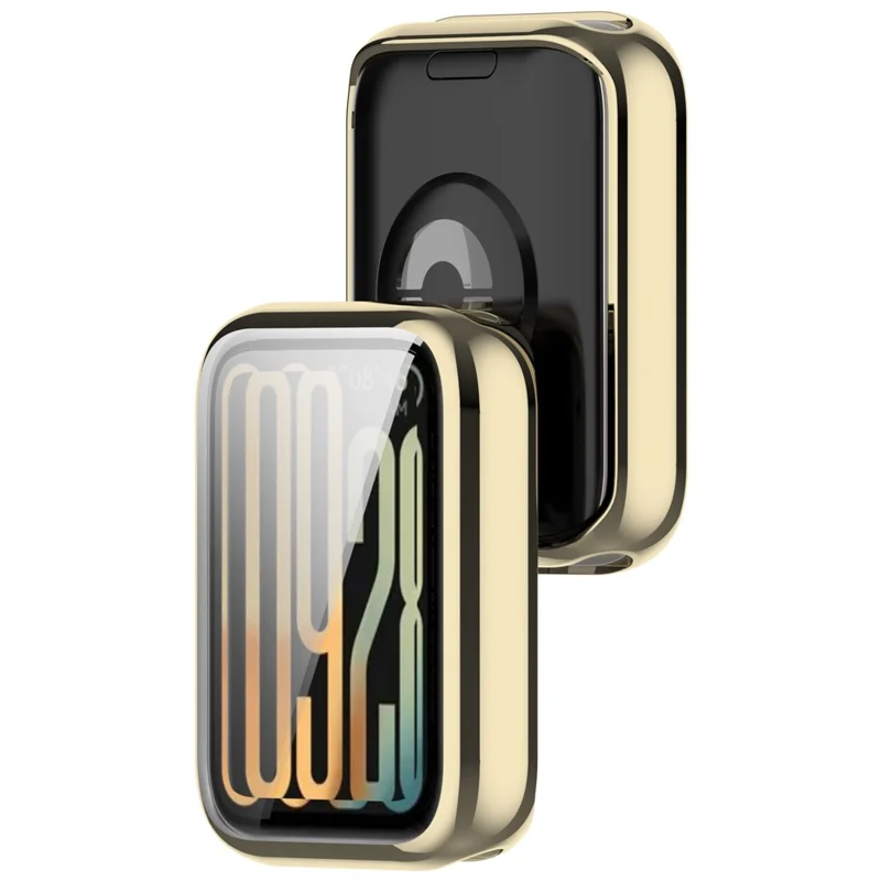 For Xiaomi Smart Band 10 Pro (Standard Edition) TPU Watch Case Full Coverage Protective Cover with Screen Protector - Electroplated Light Gold