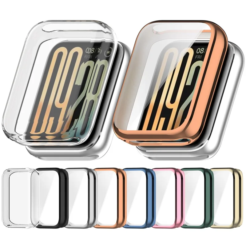 For Xiaomi Smart Band 10 Pro (Standard Edition) TPU Watch Case Full Coverage Protective Cover with Screen Protector - Electroplated Light Gold