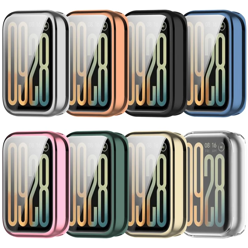 For Xiaomi Smart Band 10 Pro (Standard Edition) TPU Watch Case Full Coverage Protective Cover with Screen Protector - Electroplated Light Gold