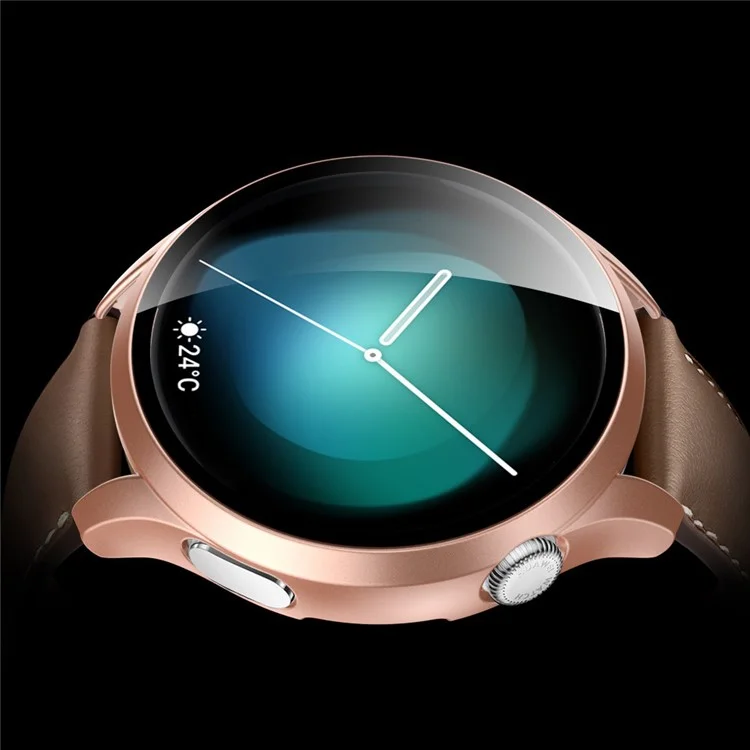 Cubierta de Marco de PC Mate de Reloj Inteligente Con Protector de Pantalla de Vidrio Templado Para Huawei Watch 3 - Oro Rosa