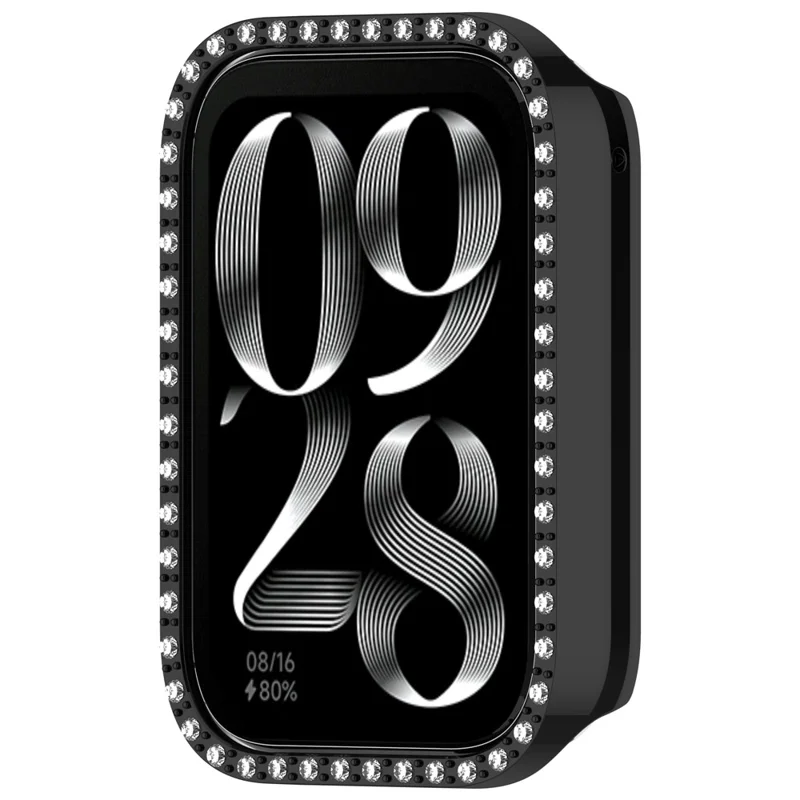 For Xiaomi Smart Band 10 Pro Ceramic Halvbeskyttelse med Strassdekoration, Hård PC-beskyttelsesdæksel - Sort