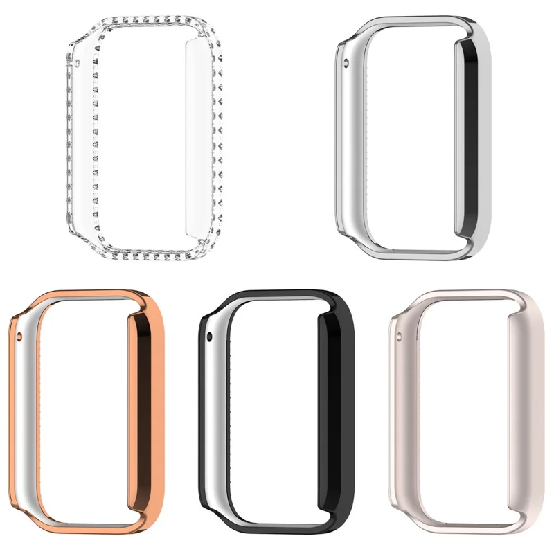 For Xiaomi Smart Band 10 Pro Ceramic Halvbeskyttelse med Strassdekoration, Hård PC-beskyttelsesdæksel - Sort