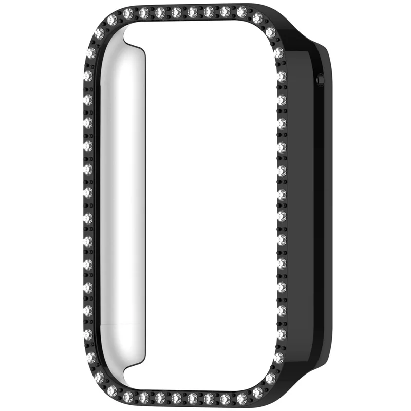 For Xiaomi Smart Band 10 Pro Halvskal med Strassdekoration Hård PC-beskyttelsesdæksel - Sort