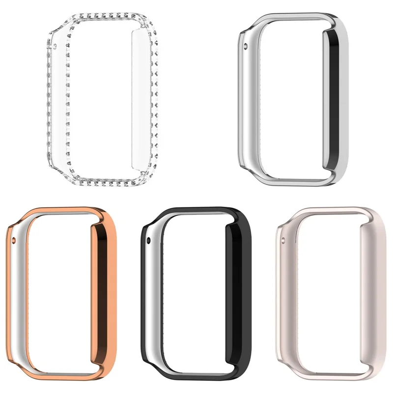 For Xiaomi Smart Band 10 Pro Halvskal med Strassdekoration Hård PC-beskyttelsesdæksel - Sort