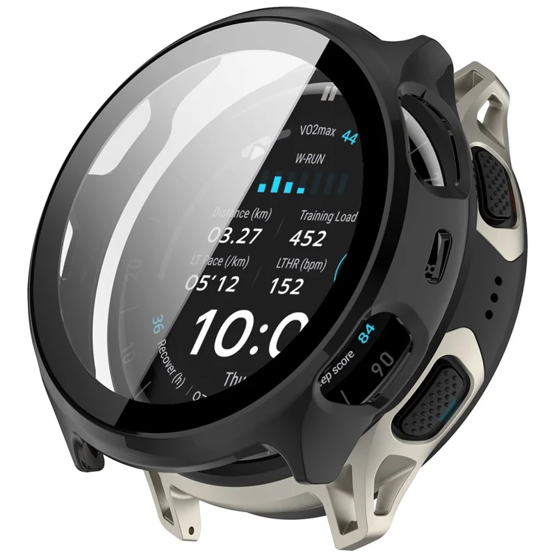 For Huami Amazfit Cheetah 2 Pro Protective Case with Tempered Glass Screen Protector PC Watch Cover - Black