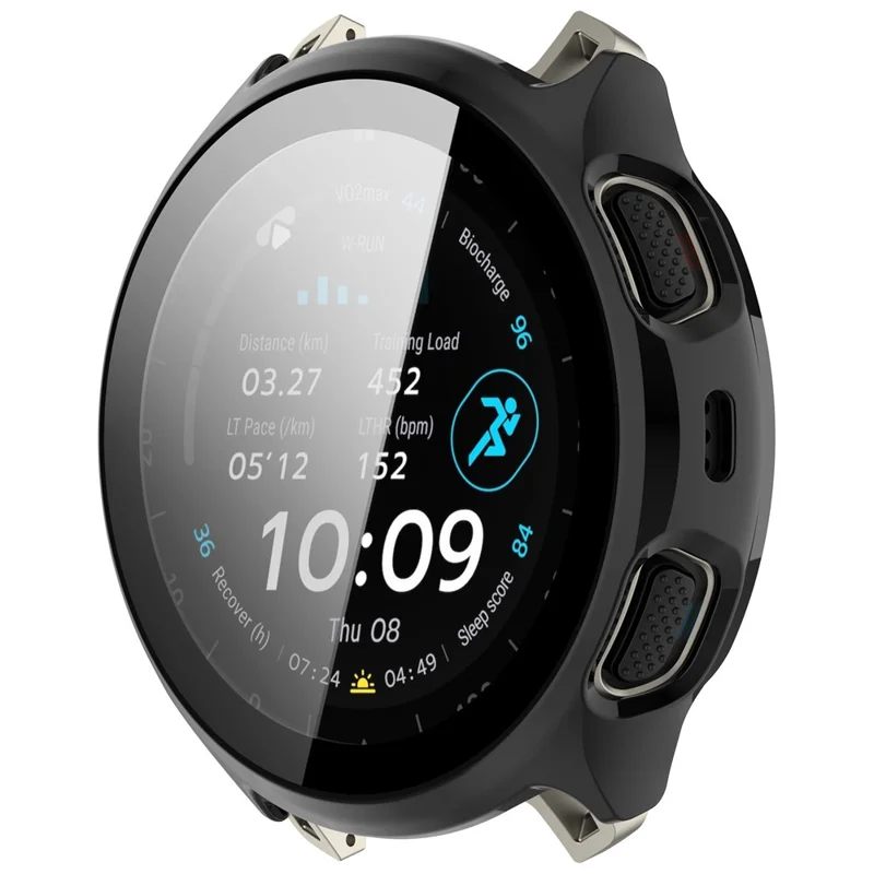 For Huami Amazfit Cheetah 2 Pro Protective Case with Tempered Glass Screen Protector PC Watch Cover - Black
