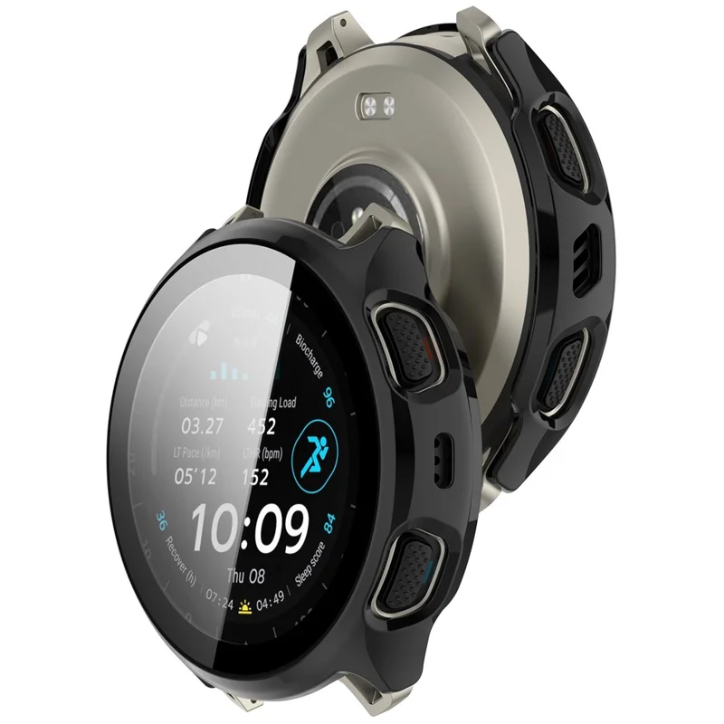 For Huami Amazfit Cheetah 2 Pro Protective Case with Tempered Glass Screen Protector PC Watch Cover - Black