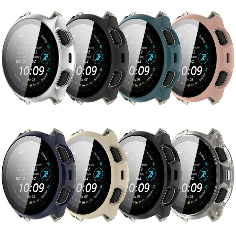 For Huami Amazfit Cheetah 2 Pro Protective Case with Tempered Glass Screen Protector PC Watch Cover - Black