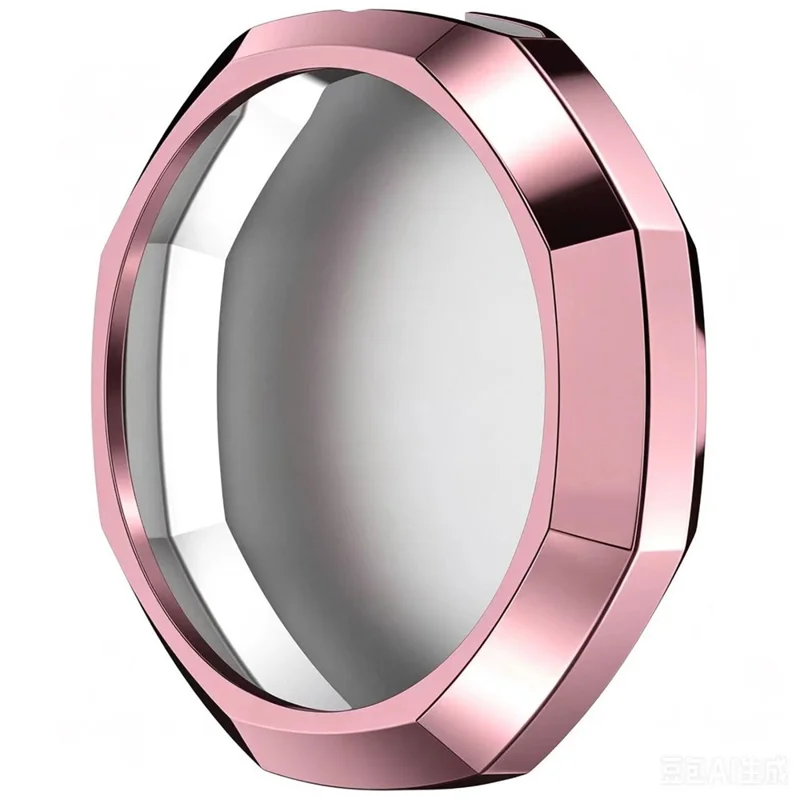 For Swatch Royal Pop Soft TPU Watch Case Multi-Faceted Geometric Design Electroplated Protective Cover - Pink
