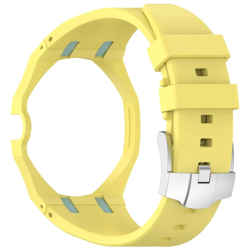 Für Swatch Royal Pop Uhrenarmband weiches Silikon-Uhrenarmband mit integriertem Uhrengehäuse - Gelb + Himmelblau