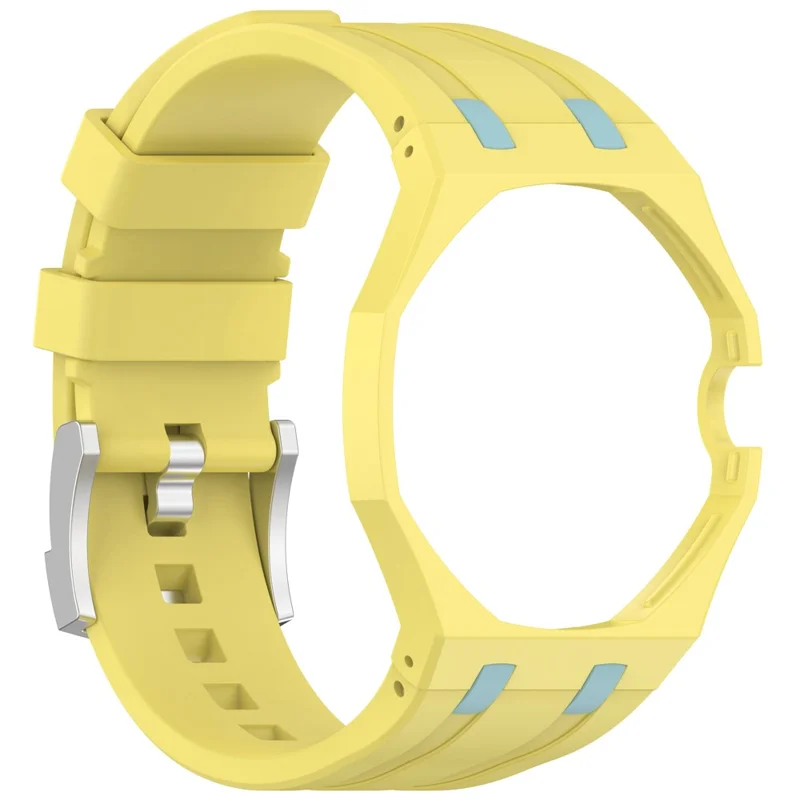 Für Swatch Royal Pop Uhrenarmband weiches Silikon-Uhrenarmband mit integriertem Uhrengehäuse - Gelb + Himmelblau
