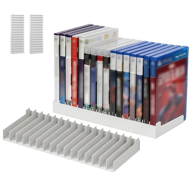 8026 2 Pezzi 16-in-1 Organizzatore per Dischi di Gioco Supporto Universale per PS5 / PS4 / Nintendo Switch Scaffalatura da Tavolo - Bianco