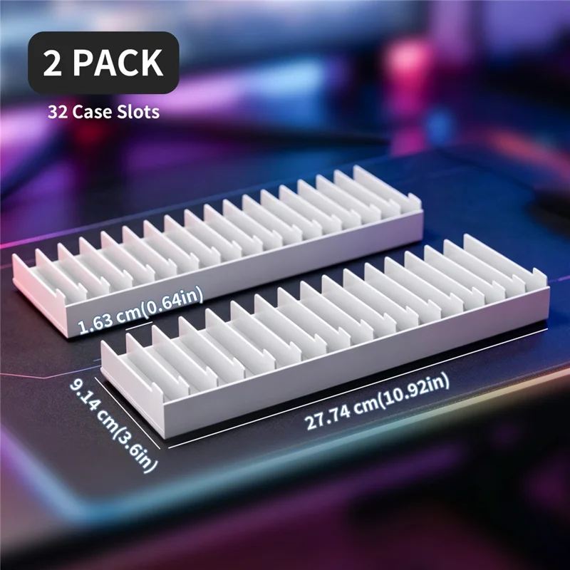 8026 2 Pezzi 16-in-1 Organizzatore per Dischi di Gioco Supporto Universale per PS5 / PS4 / Nintendo Switch Scaffalatura da Tavolo - Bianco