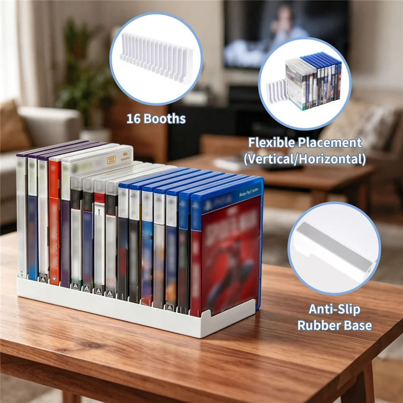 Organizzatore per Dischi di Gioco 8026 16 in 1 per PS5 / PS4 / Supporto Universale per Nintendo Switch, Porta Dischi da Tavolo - Bianco