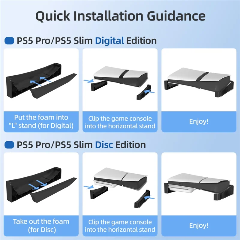 Supporto Orizzontale 8033 per PS5 Pro / PS5 Slim Edizione Digitale e Disco, Base di Raffreddamento con Supporto per 12 Dischi di Gioco - Nero