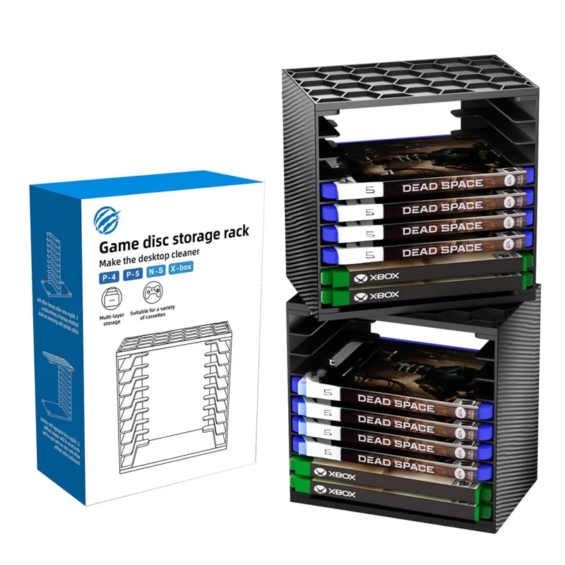 Torre di Archiviazione per Dischi di Gioco 8056 2 Pezzi, Modulare Fai da Te per Nintendo Switch / PS5 / PS4 / Xbox, Organizzatore per Cartucce di Gioco - Nero