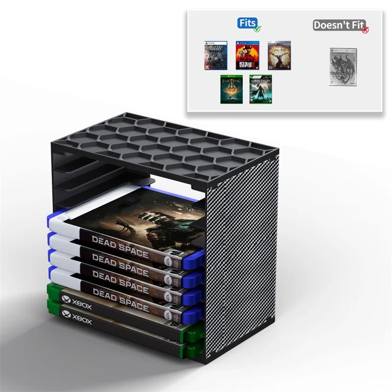 Torre di Archiviazione per Dischi di Gioco 8056 2 Pezzi, Modulare Fai da Te per Nintendo Switch / PS5 / PS4 / Xbox, Organizzatore per Cartucce di Gioco - Nero