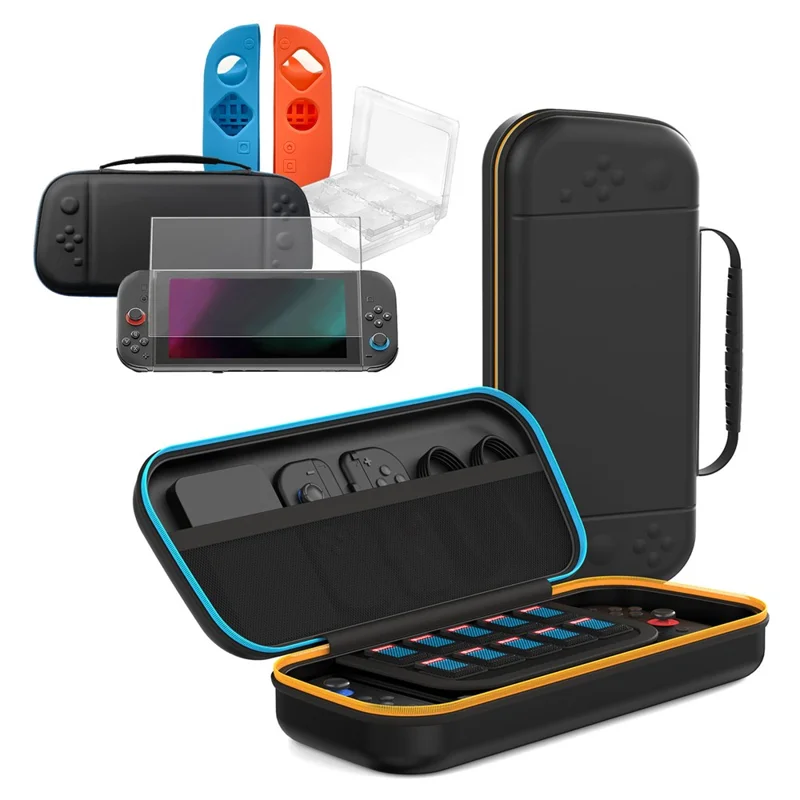8029 Carrying Case for Nintendo Switch 2 PU Portable Travel Bag Multi-function Storage Pouch with Game Card Slots - Black