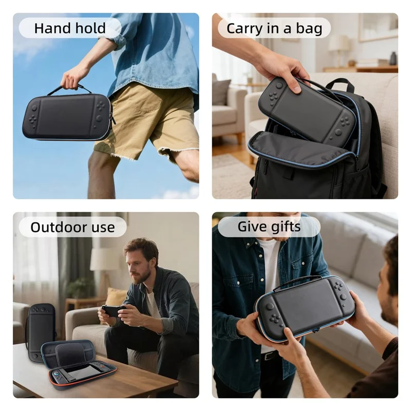 8029 Carrying Case for Nintendo Switch 2 PU Portable Travel Bag Multi-function Storage Pouch with Game Card Slots - Black