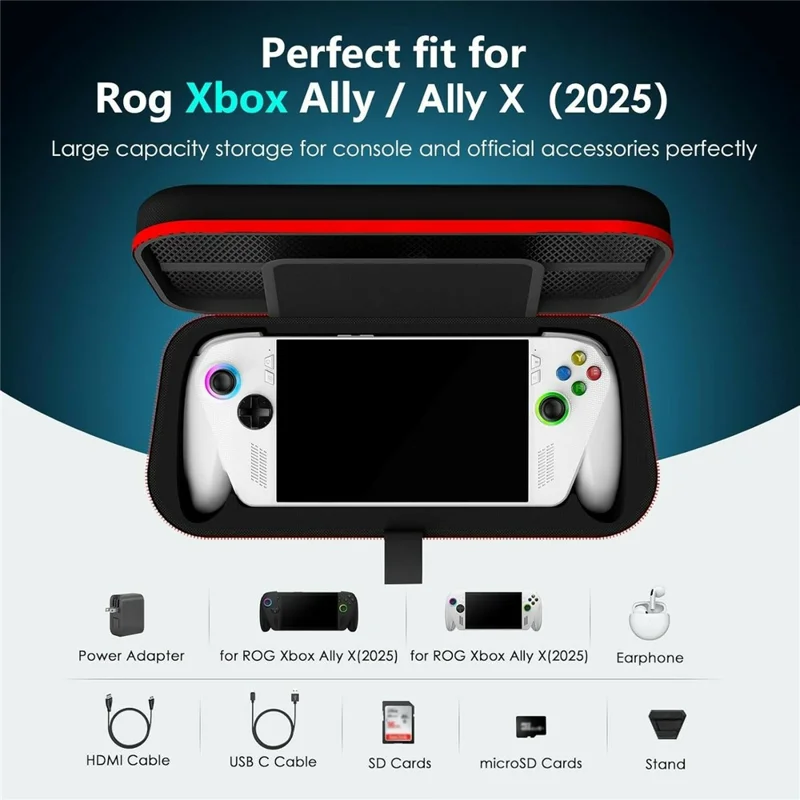 8047P til Asus ROG Xbox Ally X (2025) / Xbox Ally (2025) stødfast beskyttelsesdækkende taske til håndholdt spil med hård EVA-skrog - Sort