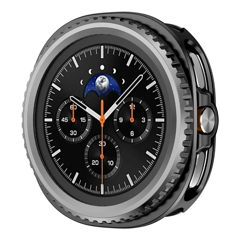 Чехол для Samsung Galaxy Watch8 Classic 46 мм с вращающимся металлическим ободом, защитный корпус из поликарбоната, крышка часов - Черный