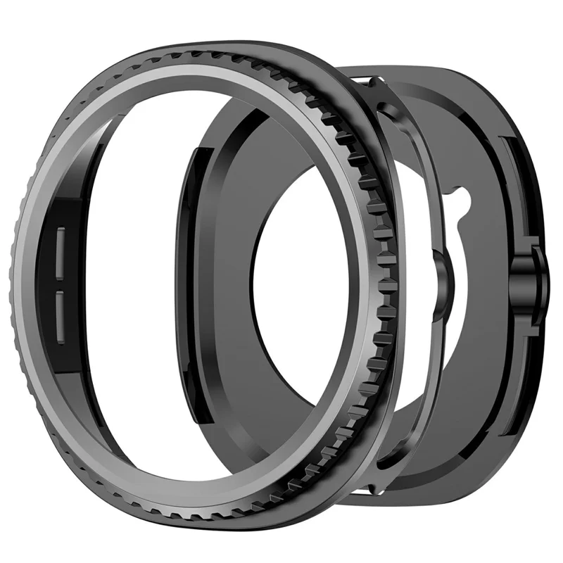 Чехол для Samsung Galaxy Watch8 Classic 46 мм с вращающимся металлическим ободом, защитный корпус из поликарбоната, крышка часов - Черный